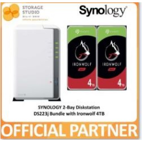 SYNOLOGY 2-Bay Diskstation DS223J Bundle with SEAGATE IRONWOLF 2 x 4TB